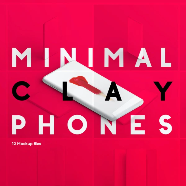 12种5k高清简约苹果安卓手机黏土模型智能样机 Minimal Clay Phones Mockup
