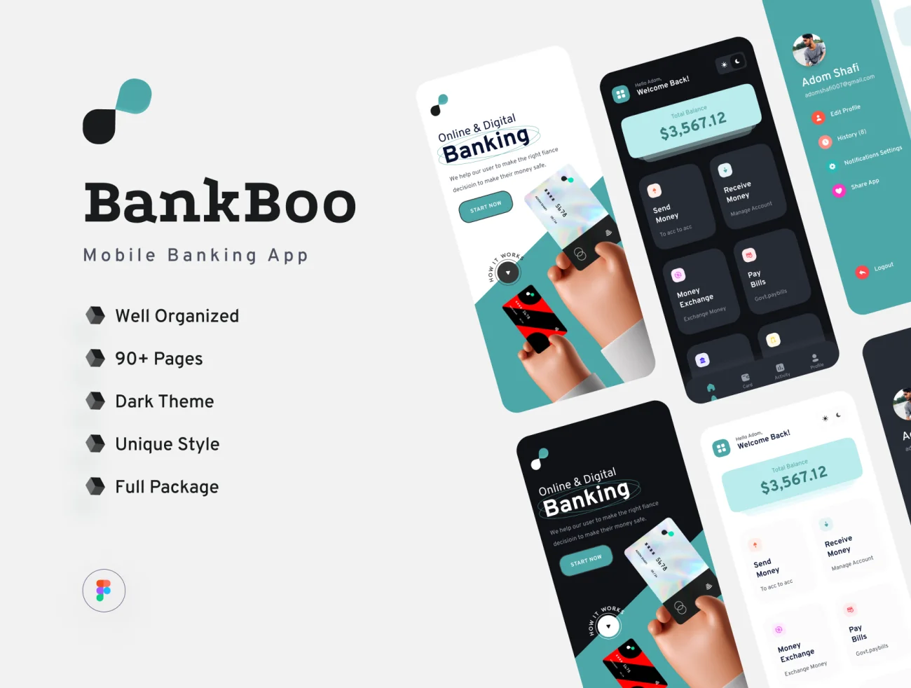 90屏手机银行金融理财电子钱包应用UI设计套件 Bankboo Mobile Banding App Kit插图1