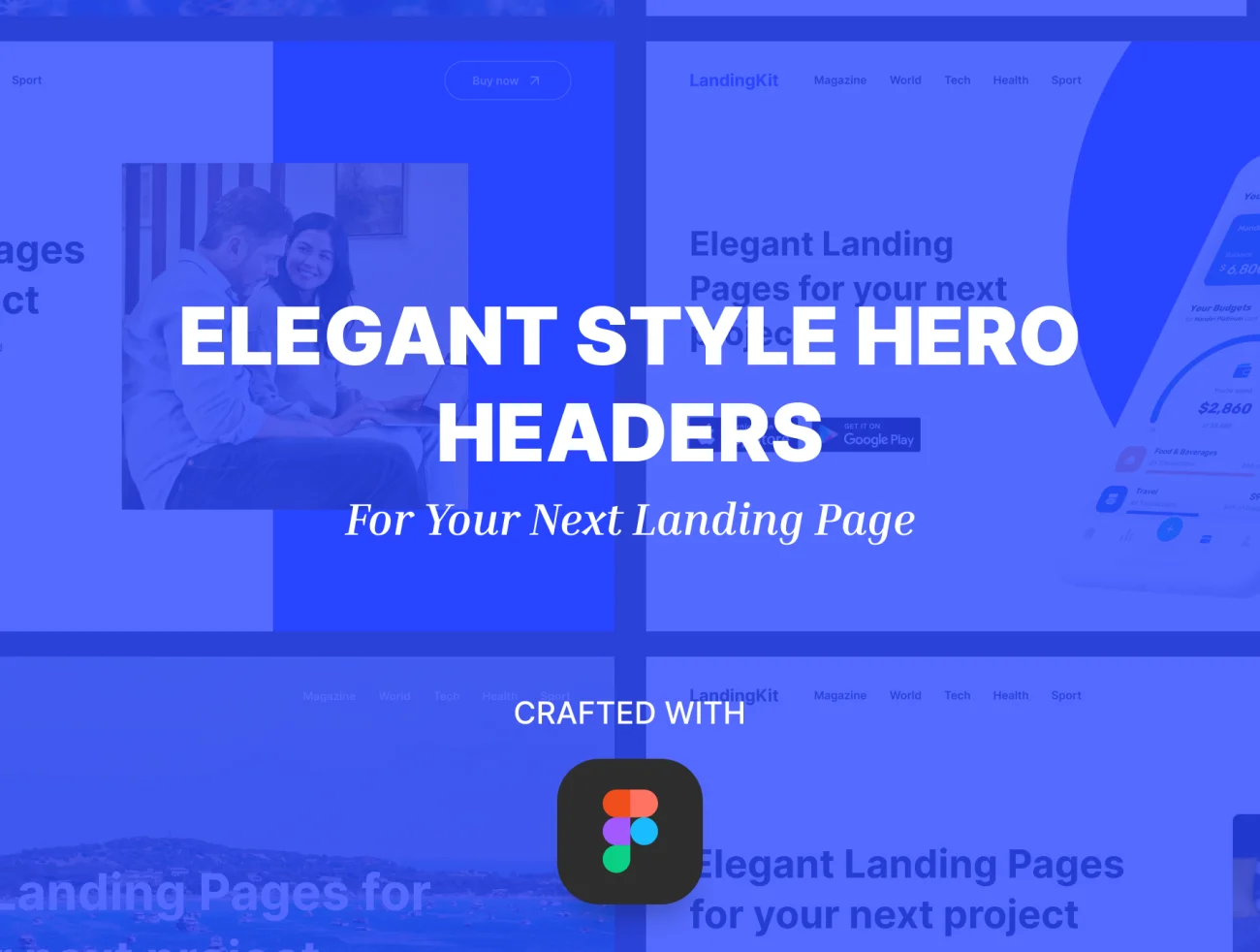 优雅简约网站首屏banner模板 Elegant Hero Headers Kit插图3
