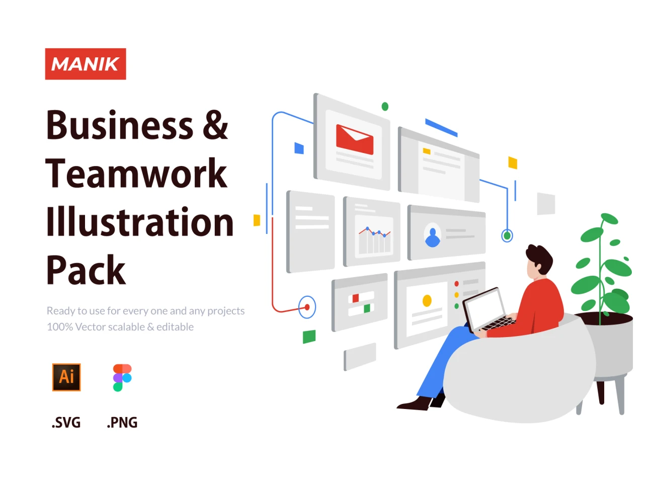 8款业务战略与团队合作插图包 MANIK – Business strategy & Teamwork Illustration Pack插图1