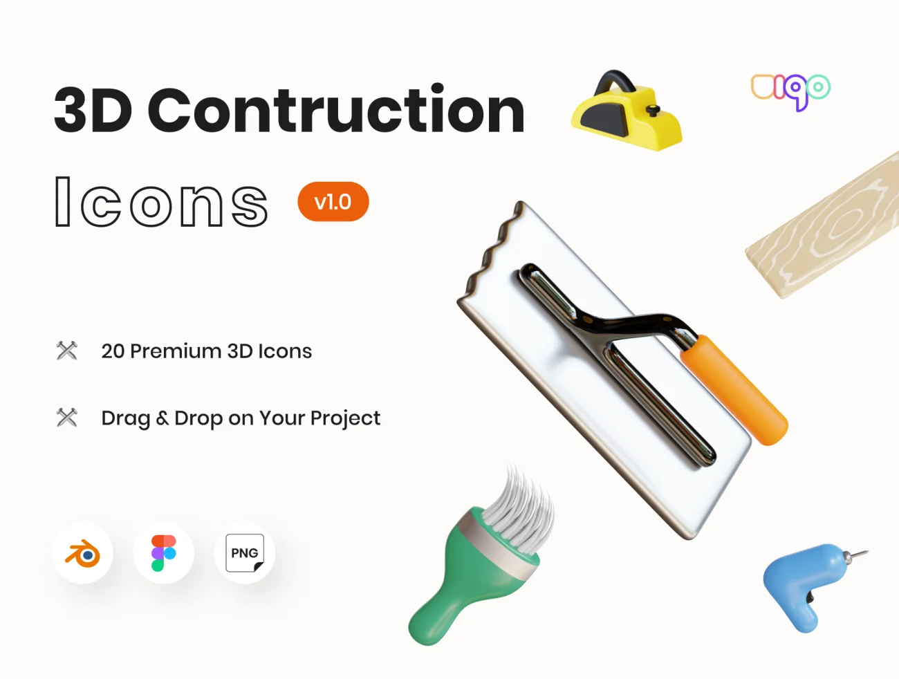 20款装修施工施工工具3D图标合集 Mantools – Construction Tools 3D Icons插图1
