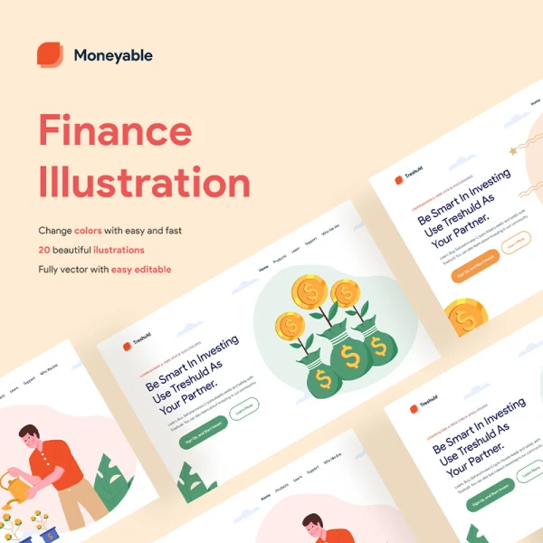20幅金融理财插图矢量插画合集 Moneyable - 20 Finance Illustration Set