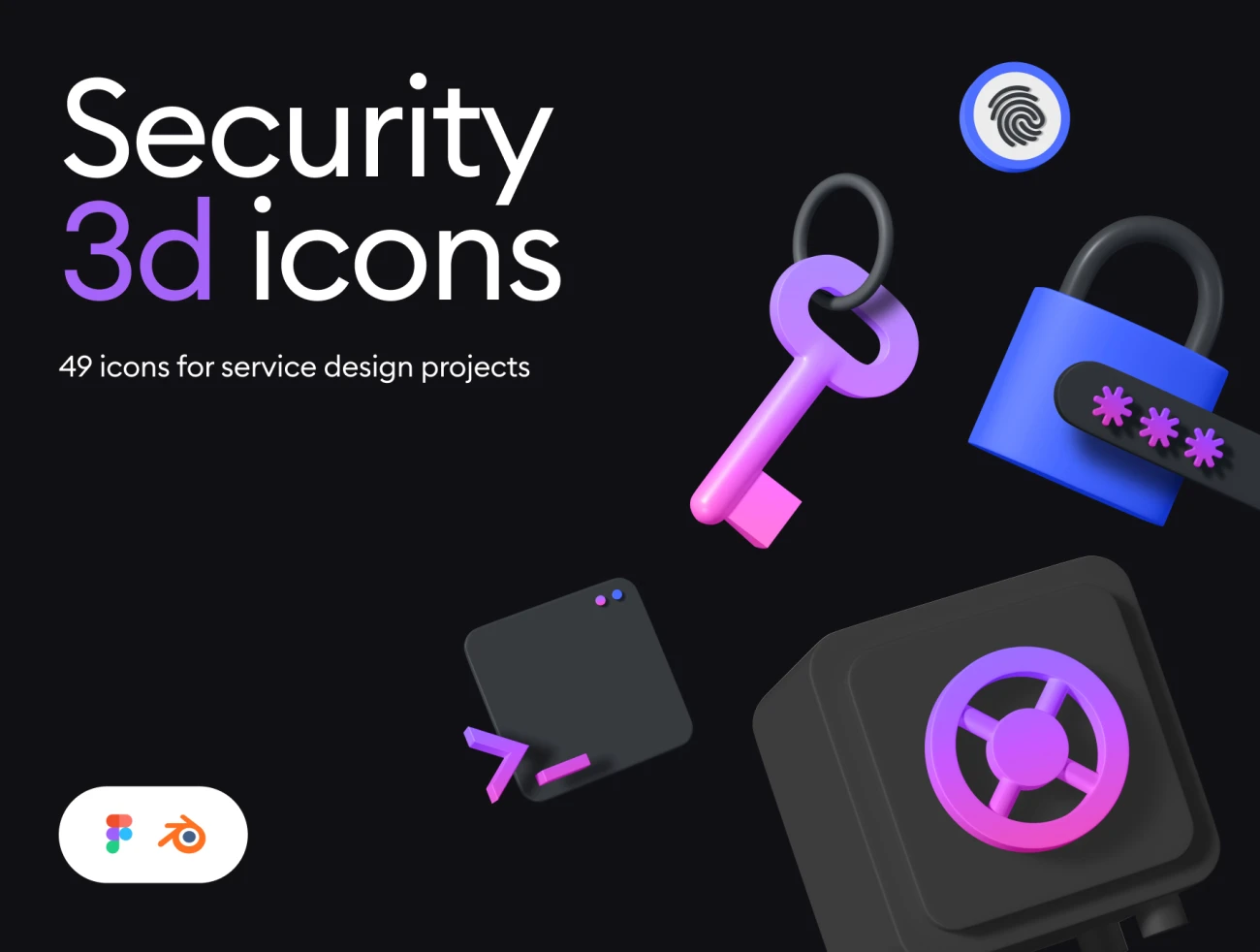 49款隐私加密安全保护3D图标合集 Security 3d icon kit插图1