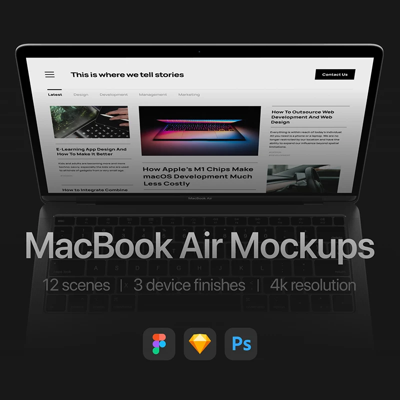 12款流行MacBook Air笔记本电脑展示样机 12 Most Popular MacBook Air Mockups缩略图到位啦UI