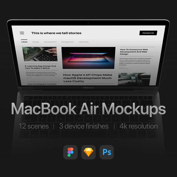 12款流行MacBook Air笔记本电脑展示样机 12 Most Popular MacBook Air Mockups
