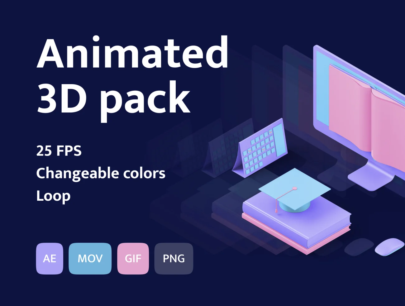 19款3D等距动画数据安全网站开发图标包 3D Isometric Animated Pack插图1