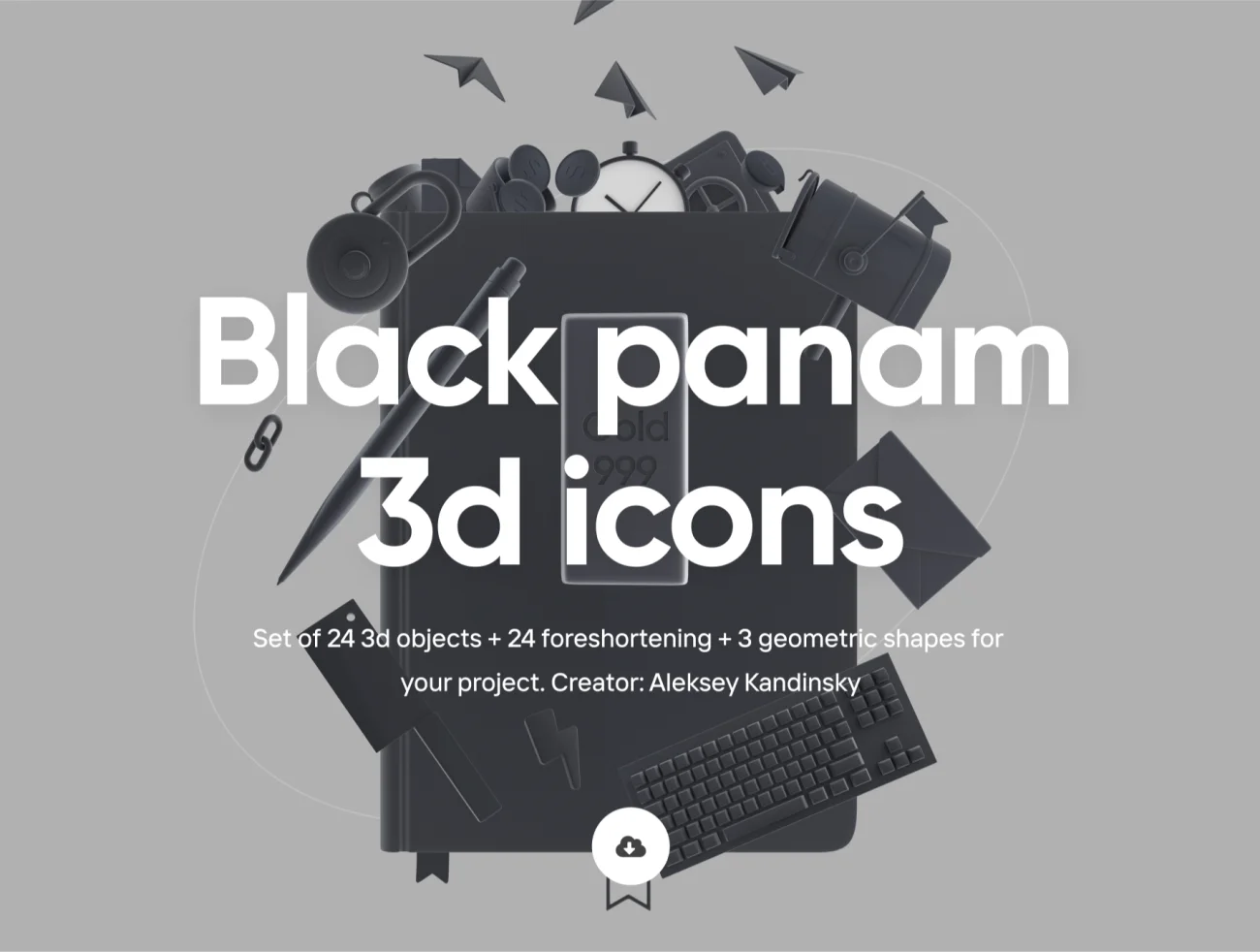 24款深色办公用品3D立体图标合集 Black Panam – Icon pack插图1
