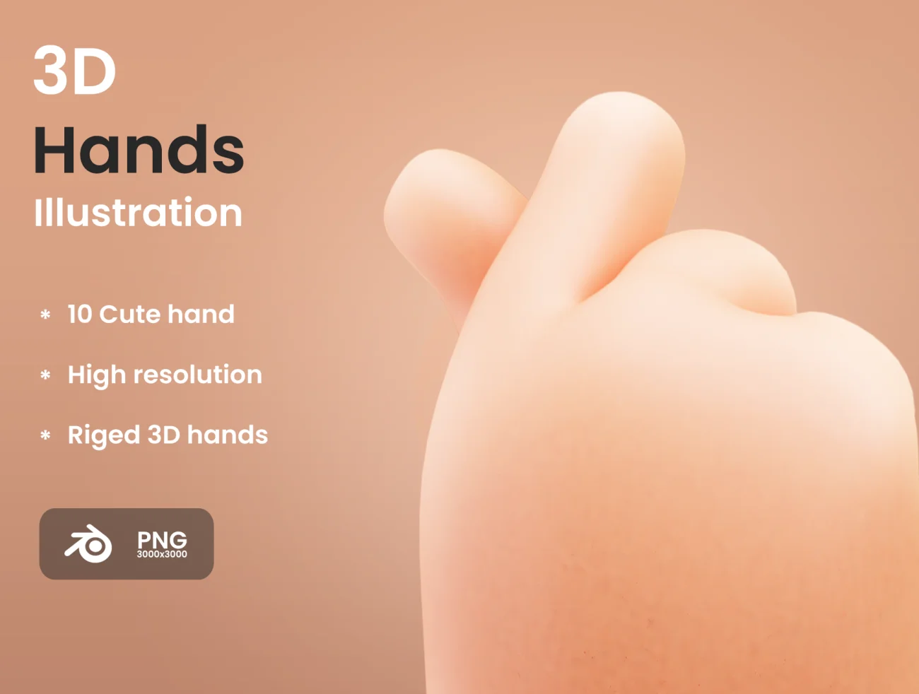11款胖乎乎可爱小手3D插图图标 Cute 3D Hands插图1