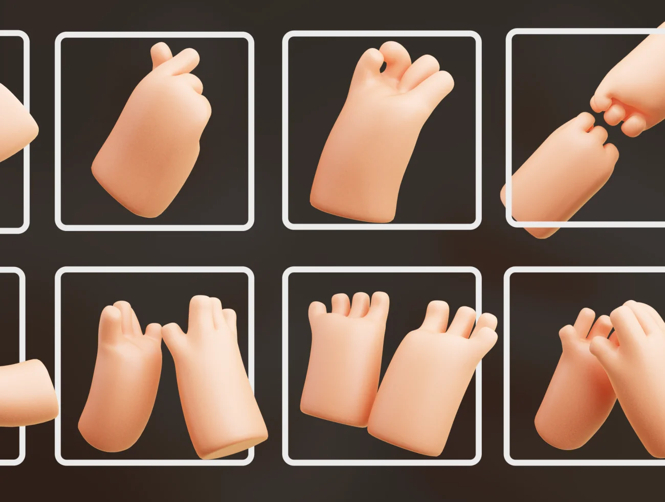 11款胖乎乎可爱小手3D插图图标 Cute 3D Hands插图11