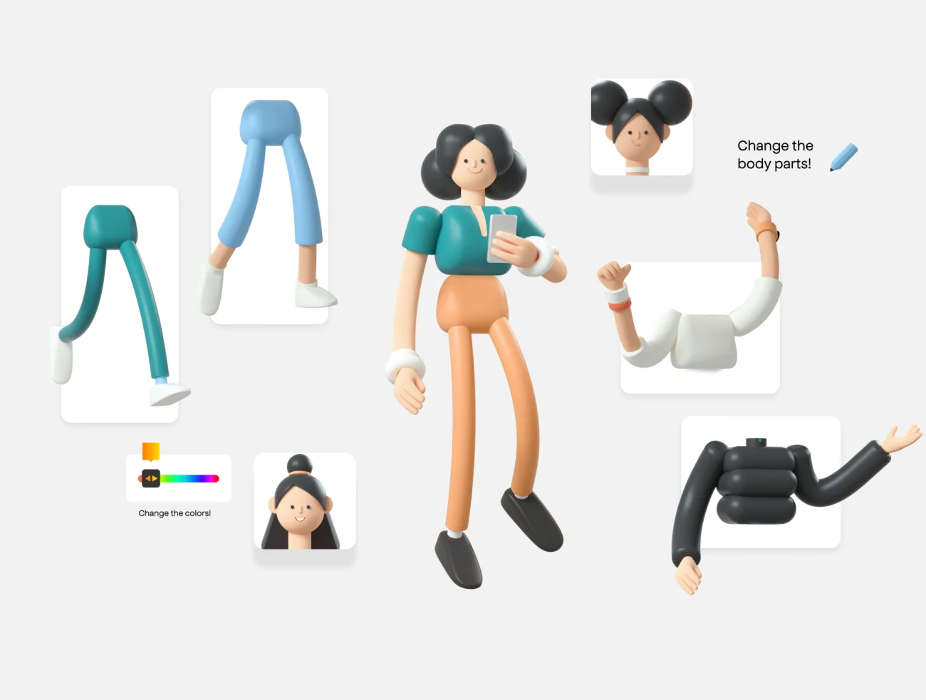 模块化创建趣味3D卡通人物角色套件包 Homies 3D插图7