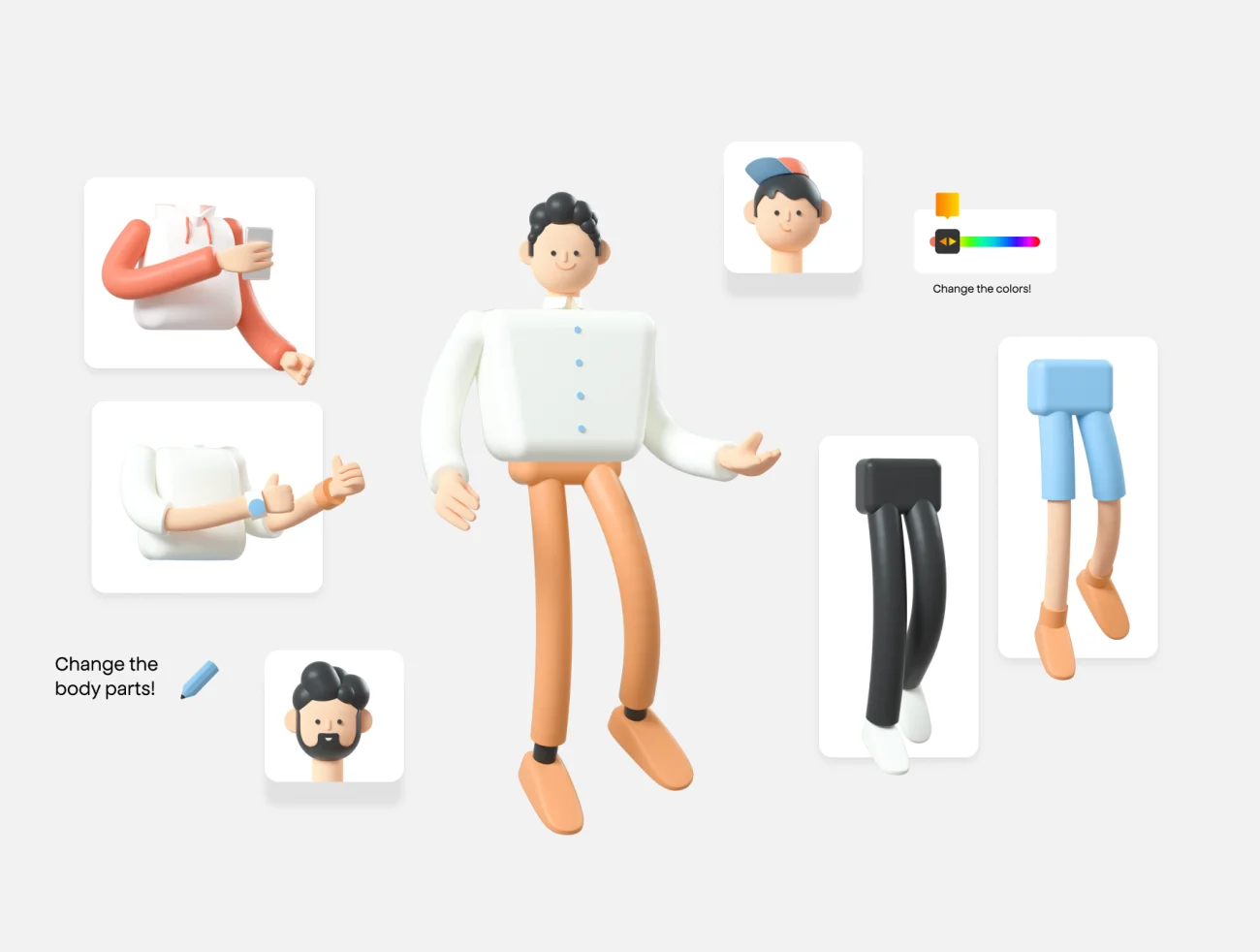 模块化创建趣味3D卡通人物角色套件包 Homies 3D插图9