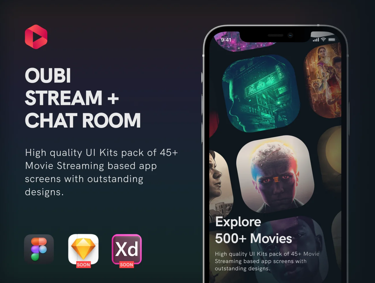 45屏数字流媒体影视视频平台应用设计套件 OUBI Stream插图1