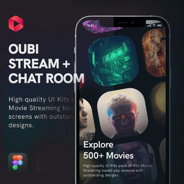 45屏数字流媒体影视视频平台应用设计套件 OUBI Stream
