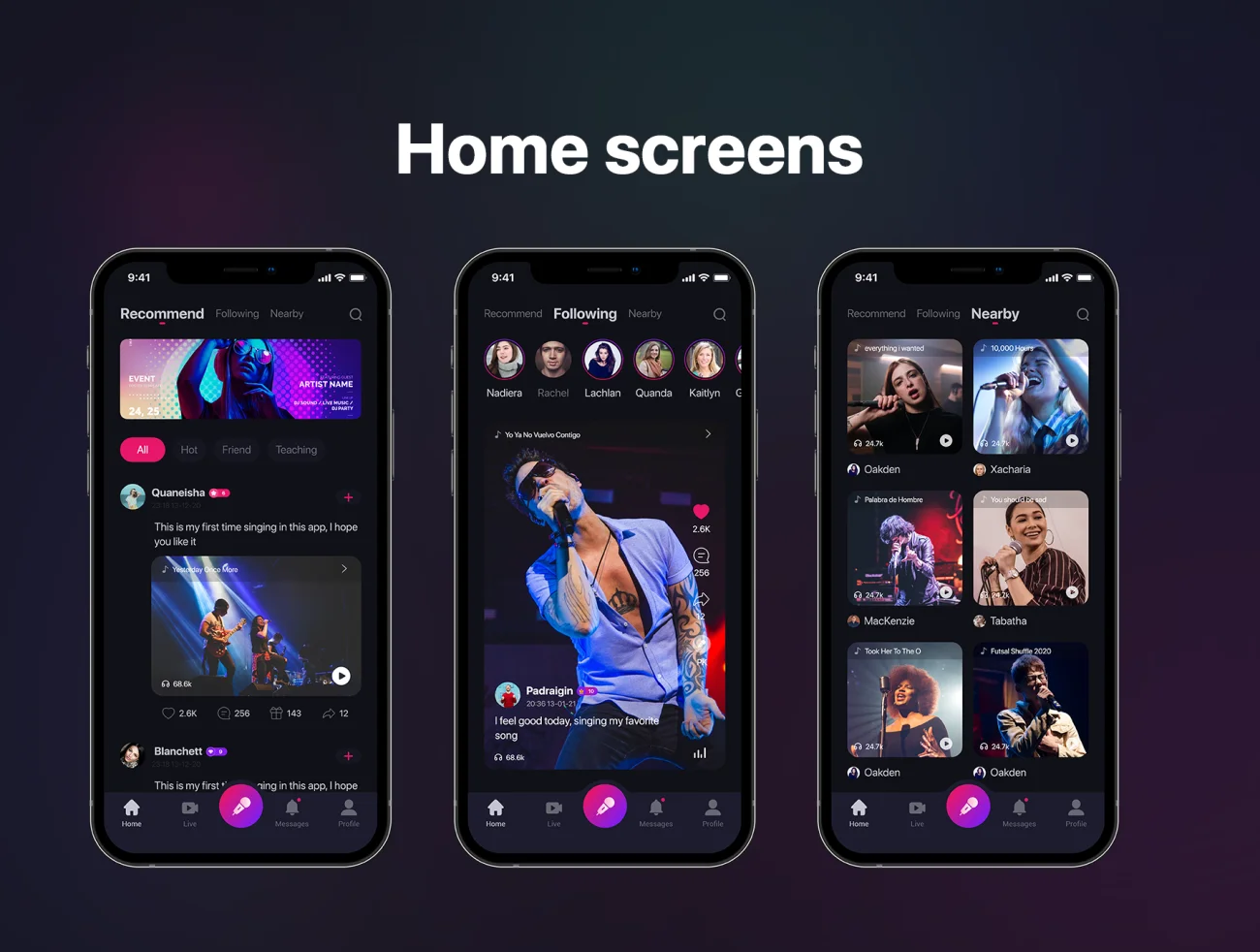 70屏高端音乐社交KTV唱歌应用UI设计套件 Social Karaoke Singing Mobile App插图9
