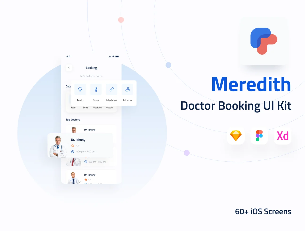 60屏医院专家挂号预约全套应用设计UI设计套件 Meredith – Doctor Booking UI Kit插图11