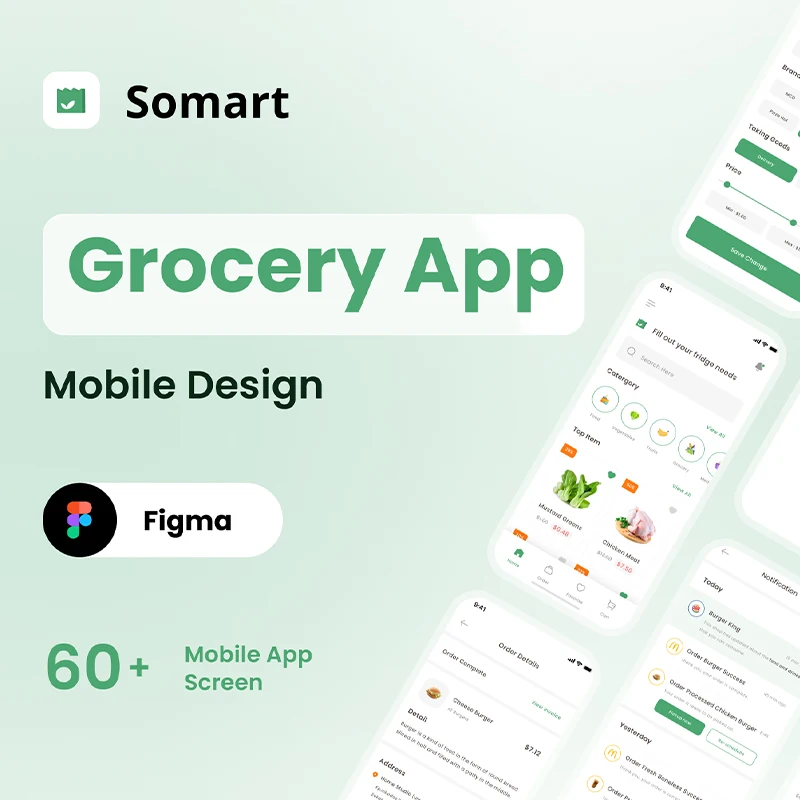 60屏水果蔬菜生鲜百货采购应用UI设计套件 Somart – Grocery App Design插图13