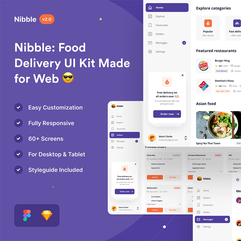 web端食品外卖配送UI界面设计工具包 Nibble Food Delivery Web UI Kit插图17