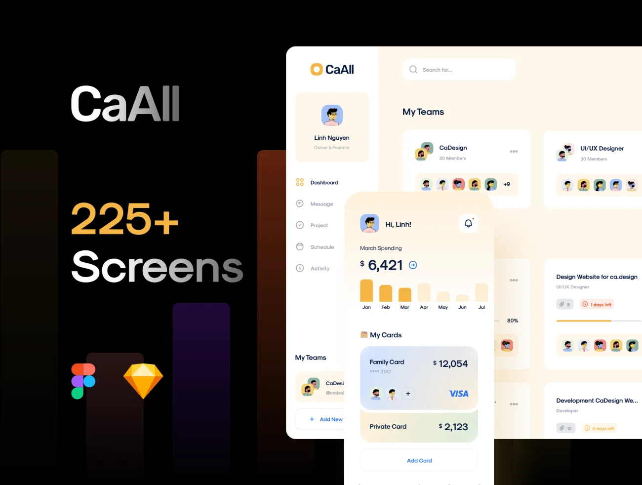 225屏高质量数据可视化应用套件库 CaAll Dashboard & App UI Kit插图1
