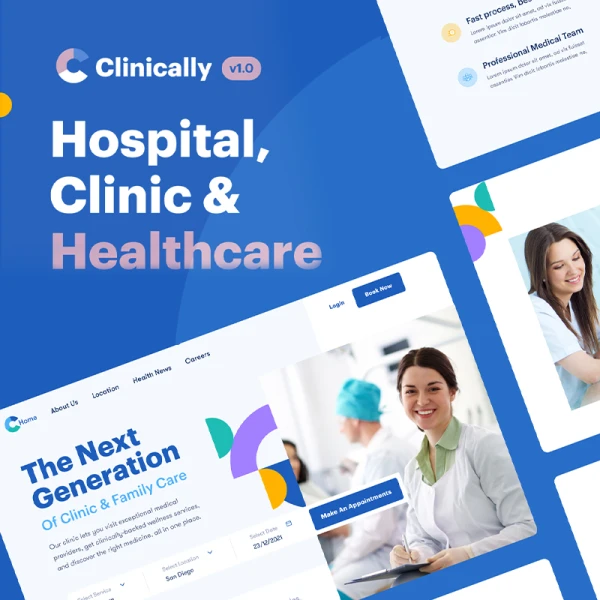 7款临床看护医疗保健应用响应式页面设计套件 Clinically - Healthcare Web UI Design Kit