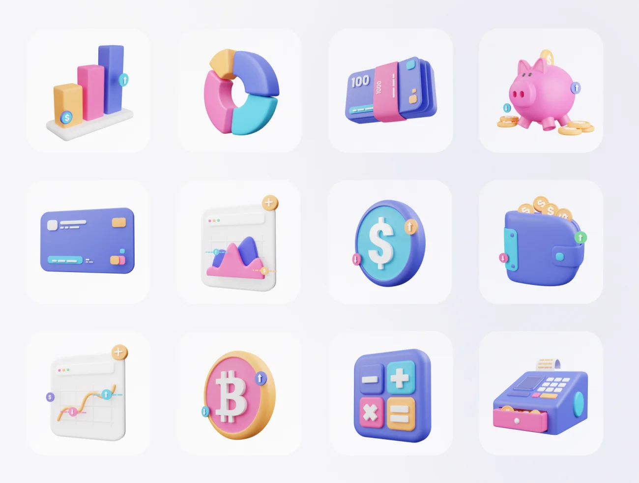 20款金融商业理财现代创意3D图标合集 Financially – Financial 3D Icon Set插图15