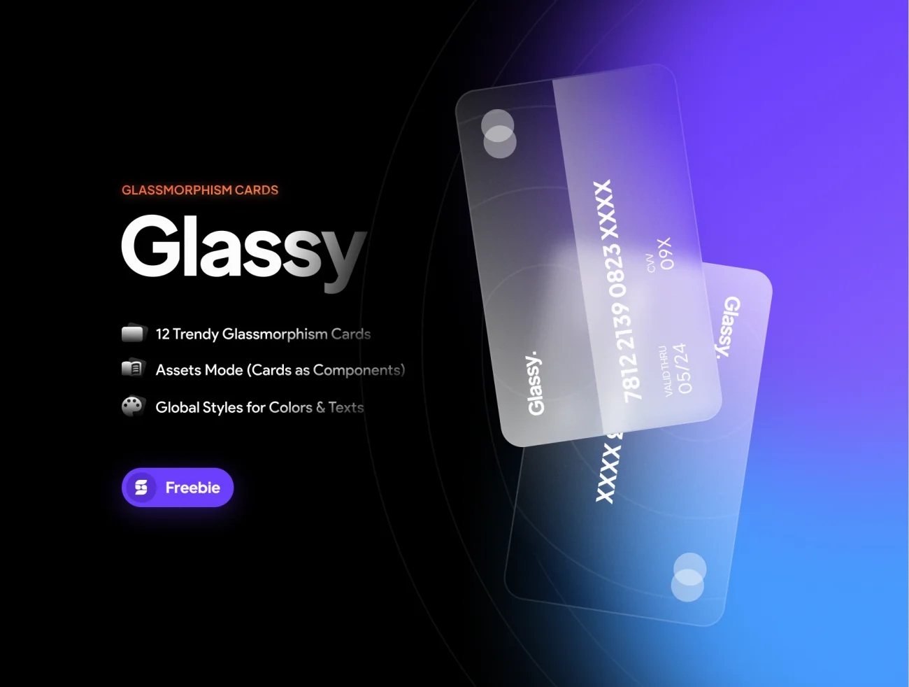 12款轻拟物伪3D毛玻璃风格矢量卡片 Glassy – Trendy Glassmorphism Cards插图1