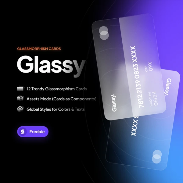 12款轻拟物伪3D毛玻璃风格矢量卡片 Glassy - Trendy Glassmorphism Cards