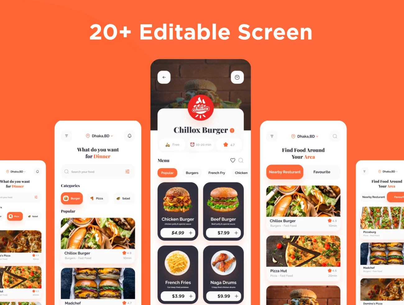 20屏外卖点餐送餐应用设计套件 Ideate Food Delivery App Ui KIt插图1