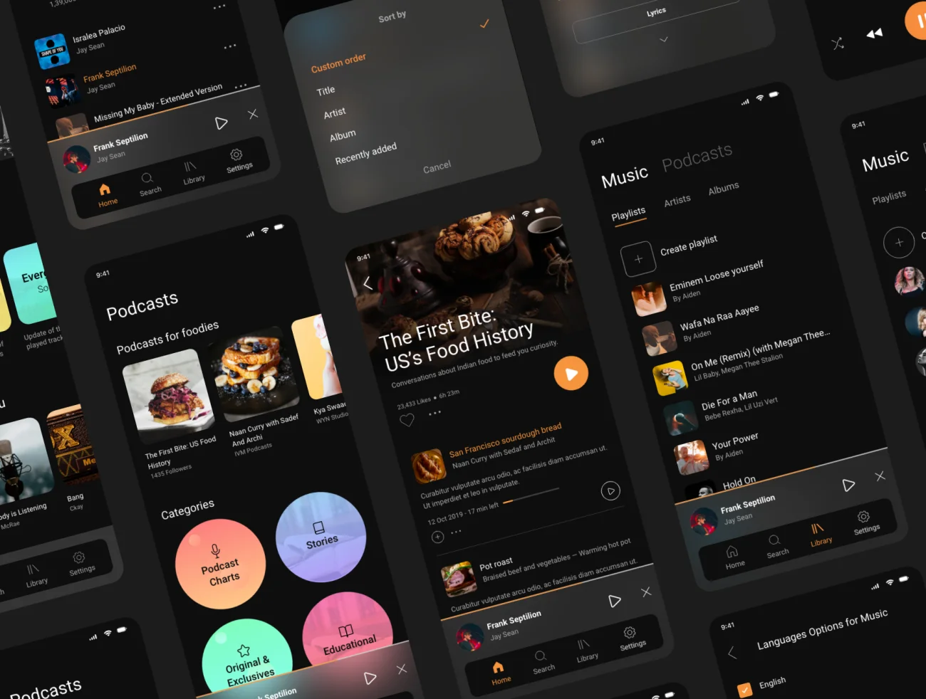 26屏完整版音乐和播客应用是设计套件工具包 MusicPod App – Complete UI Kit插图7