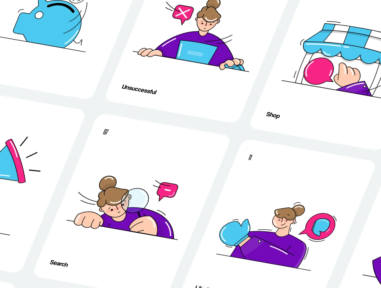 20个独特个性预设购物场景矢量插画合集 Peppy Illustration Kit插图11
