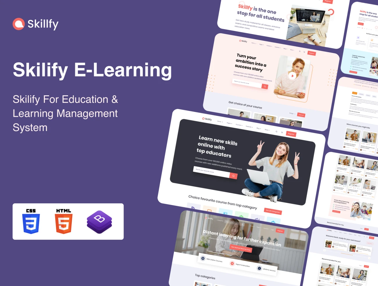 在线教育学习管理系统网站html源码 Skilify For Education _ Learning Management System HTML插图1