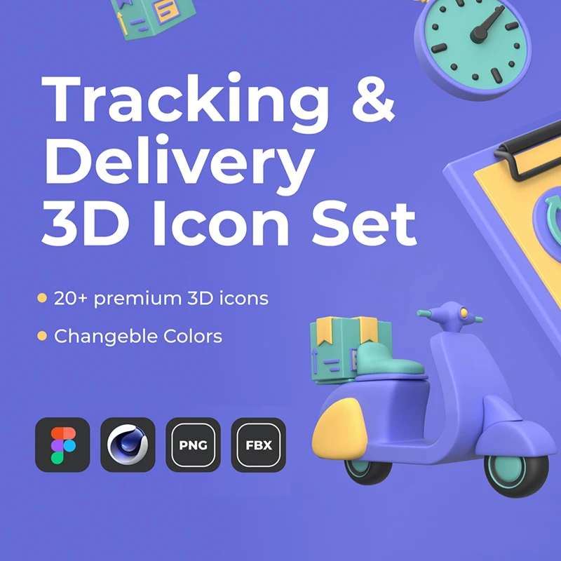 21款物流送货快递数据信息跟踪退换货3D图标合集 Tracking _ Delivery 3D Icon Set插图17