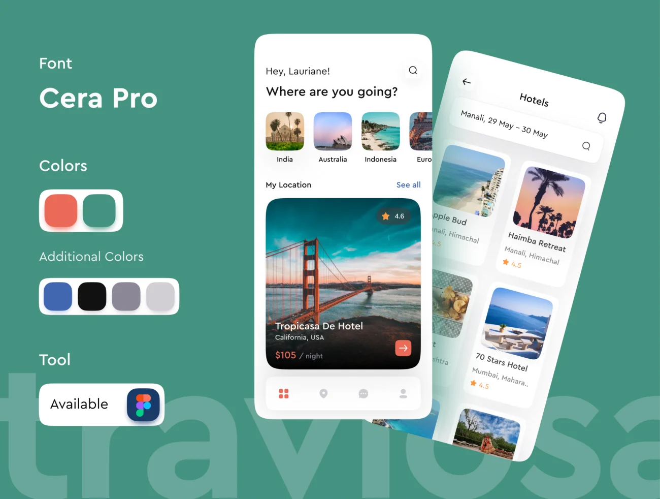 40屏旅游景点门票应用程序用户界面套件设计 Traviosa – Travel App UI KIT Design插图3