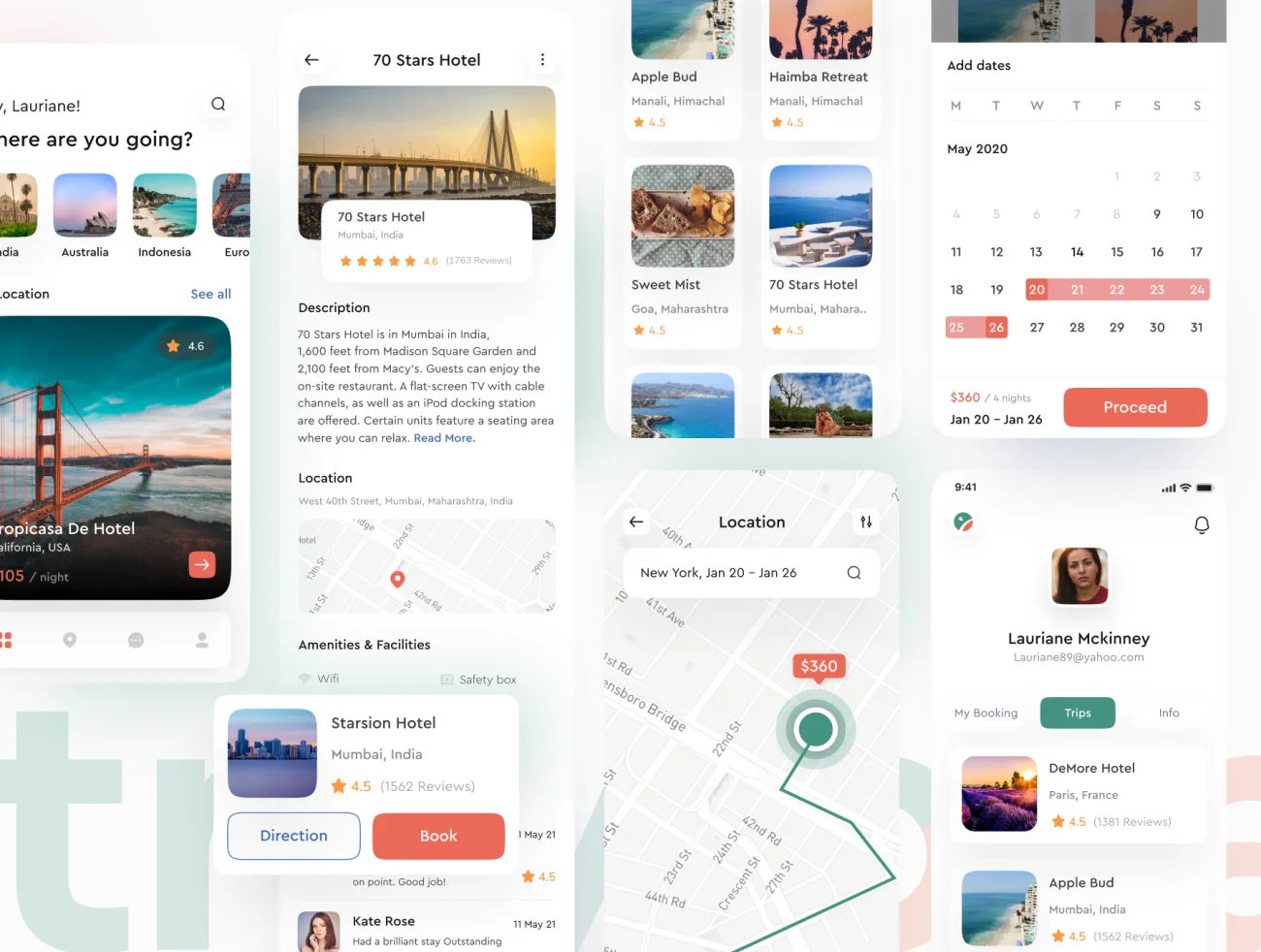 40屏旅游景点门票应用程序用户界面套件设计 Traviosa – Travel App UI KIT Design插图7
