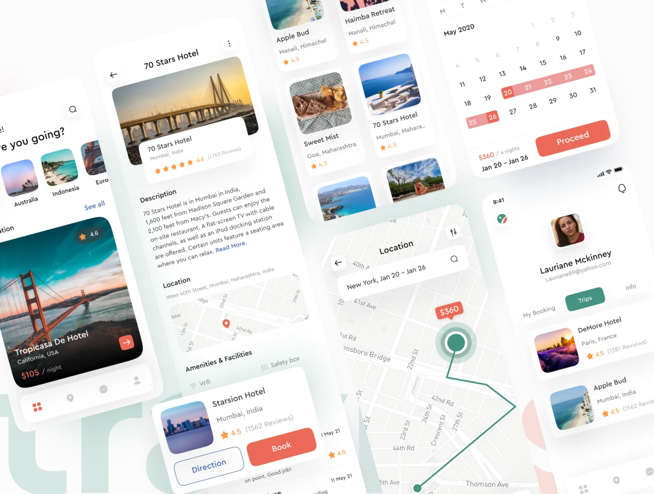 40屏旅游景点门票应用程序用户界面套件设计 Traviosa – Travel App UI KIT Design插图9