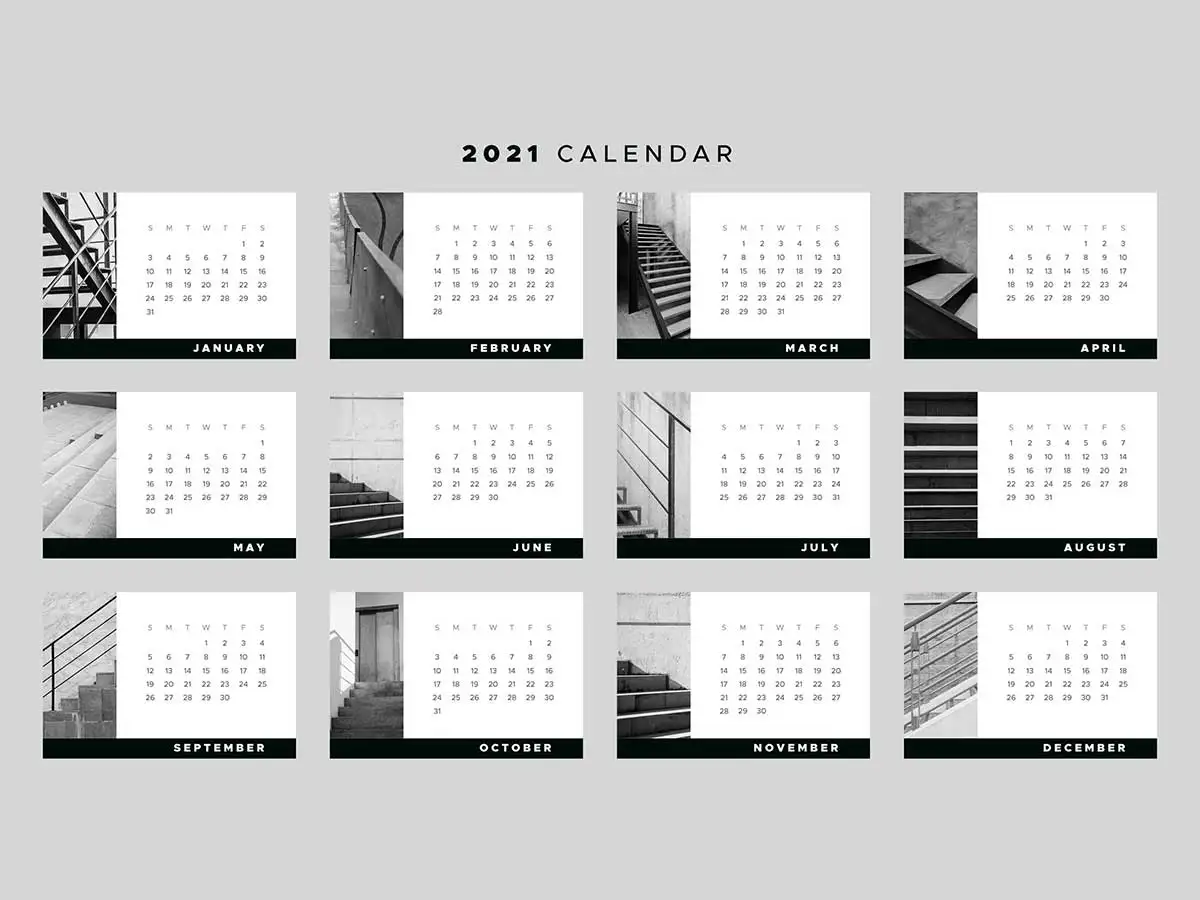 2021年ai主题日历模板 2021 calendar template theme插图1