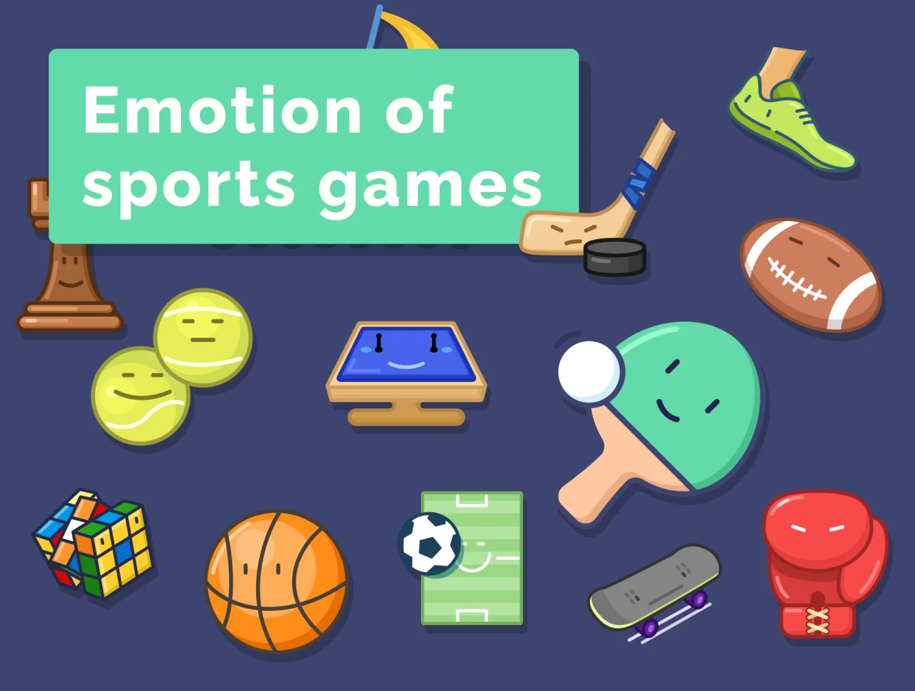 32款抽象拟人情感化体育运动游戏图标集 Emotion of sports games icons set插图1