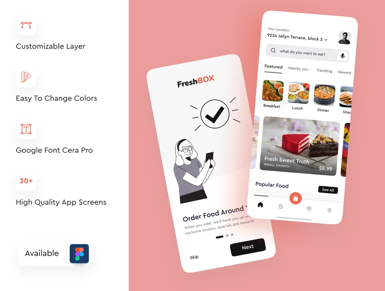 35屏高级简约现代订餐应用 UI 套件 FreshBox – Premium Food Order App UI Kit插图3