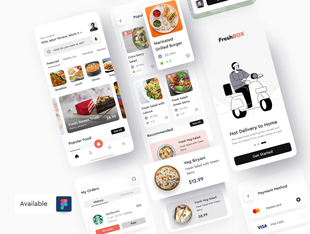 35屏高级简约现代订餐应用 UI 套件 FreshBox – Premium Food Order App UI Kit插图5