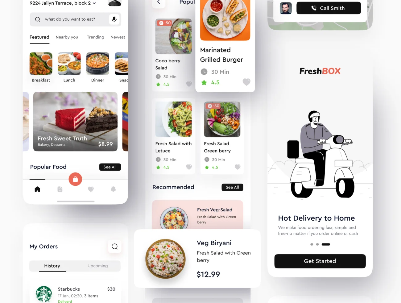 35屏高级简约现代订餐应用 UI 套件 FreshBox – Premium Food Order App UI Kit插图7