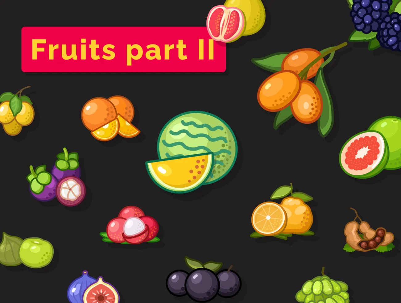 32款3d多彩水果图标 Fruit icons set – part II插图1