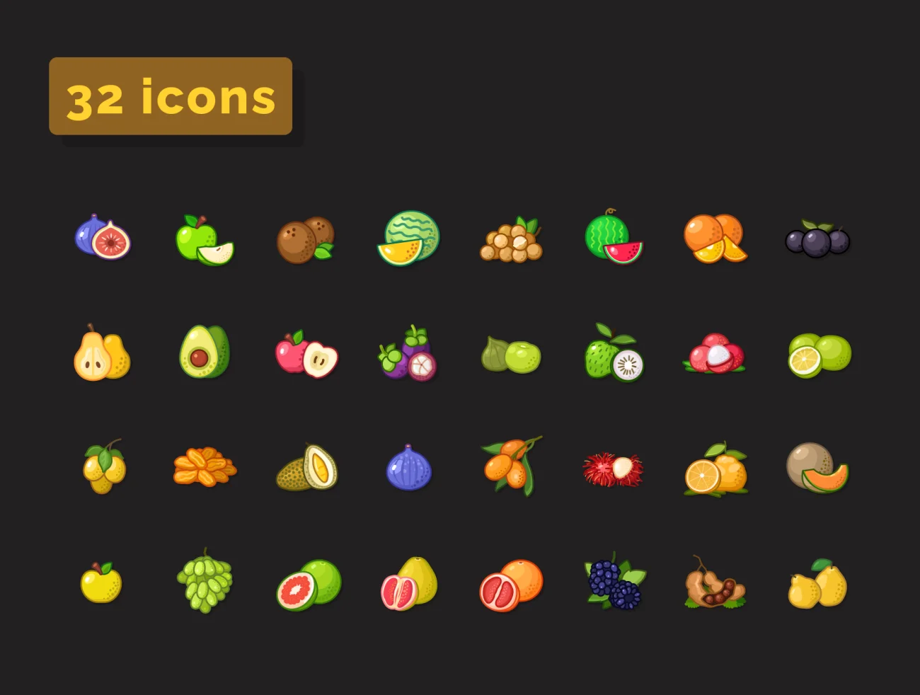 32款3d多彩水果图标 Fruit icons set – part II插图5