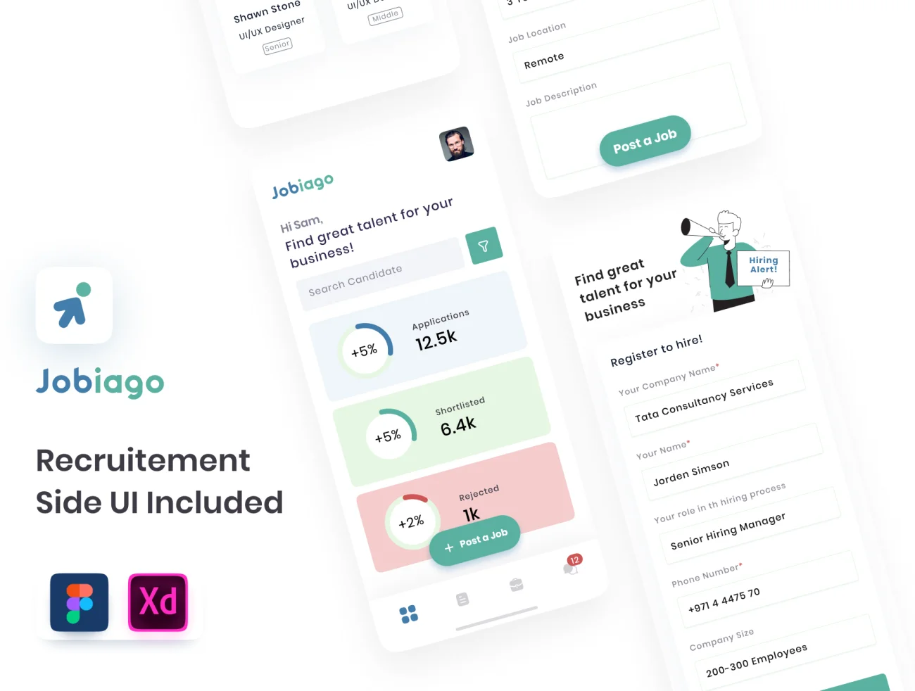 40屏求职招聘找工作应用 UI 套件 Jobiago – Premium Job Finder App UI Kit插图9