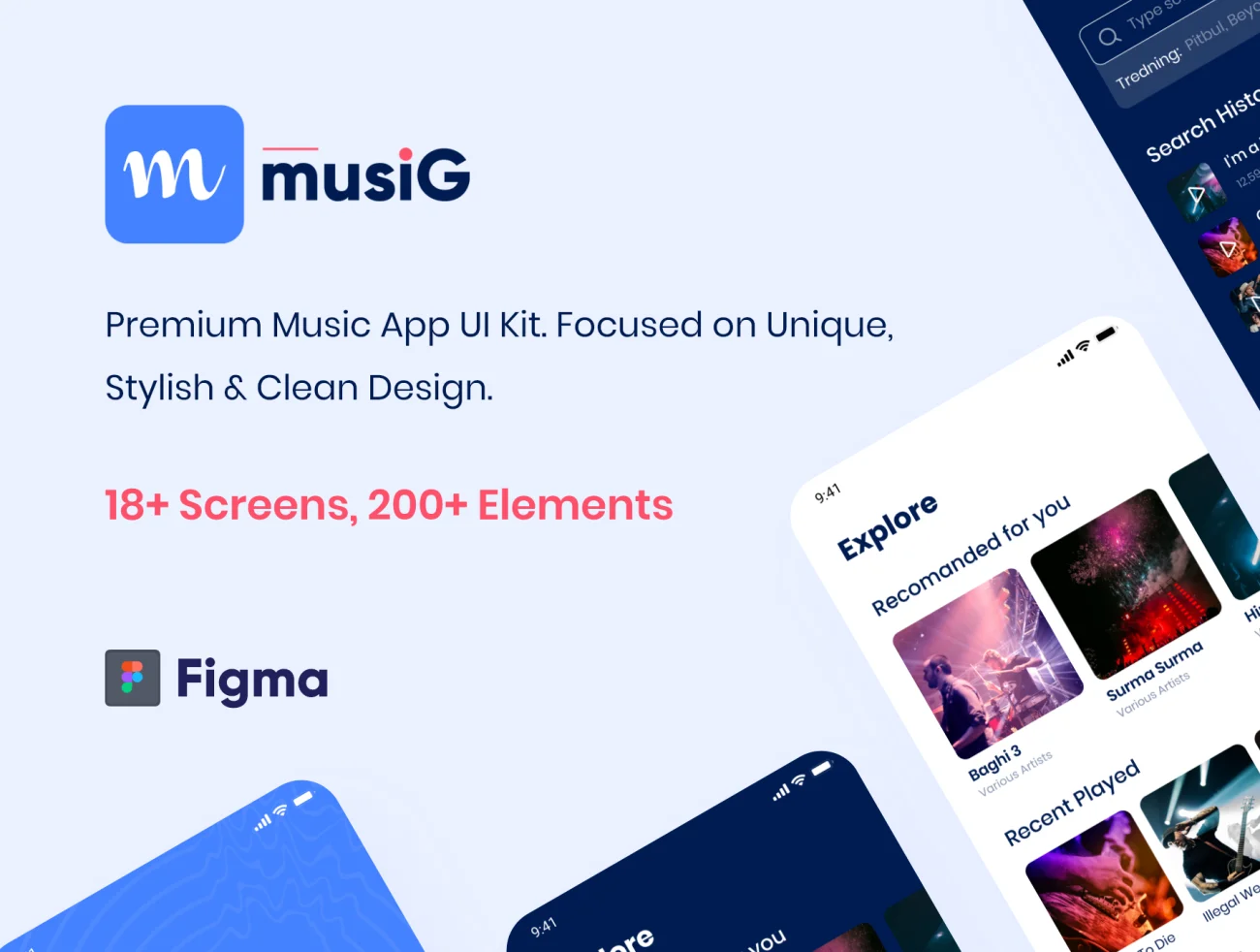 音乐应用 UI 套件 Music App UI kit插图1