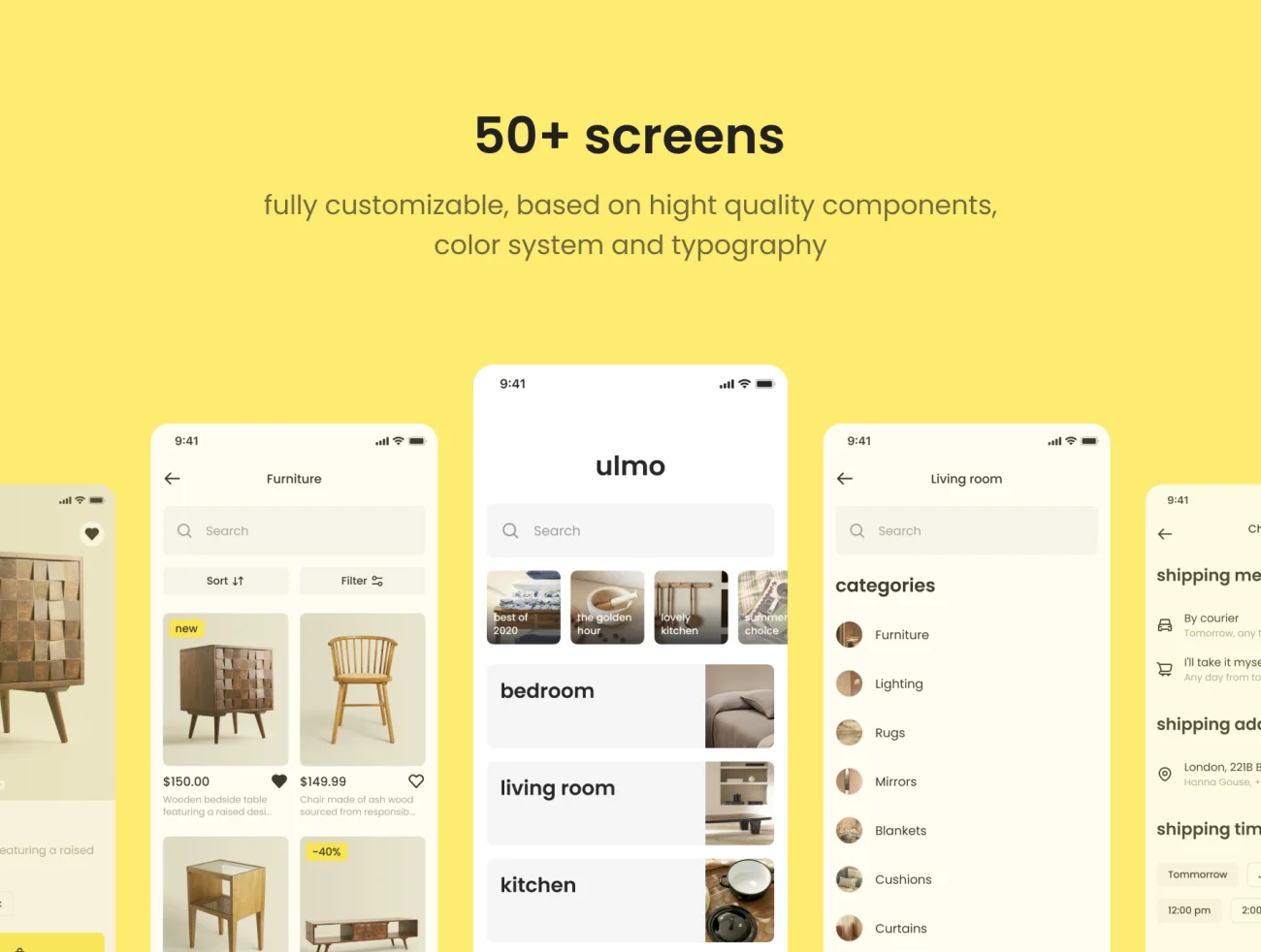 50屏电子商务iOS 用户界面工具包 Ulmo E-Commerce UI Kit插图1