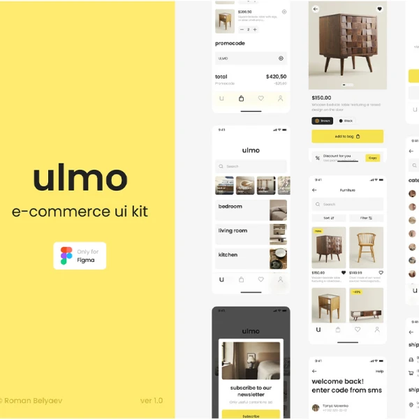 50屏电子商务iOS 用户界面工具包 Ulmo E-Commerce UI Kit