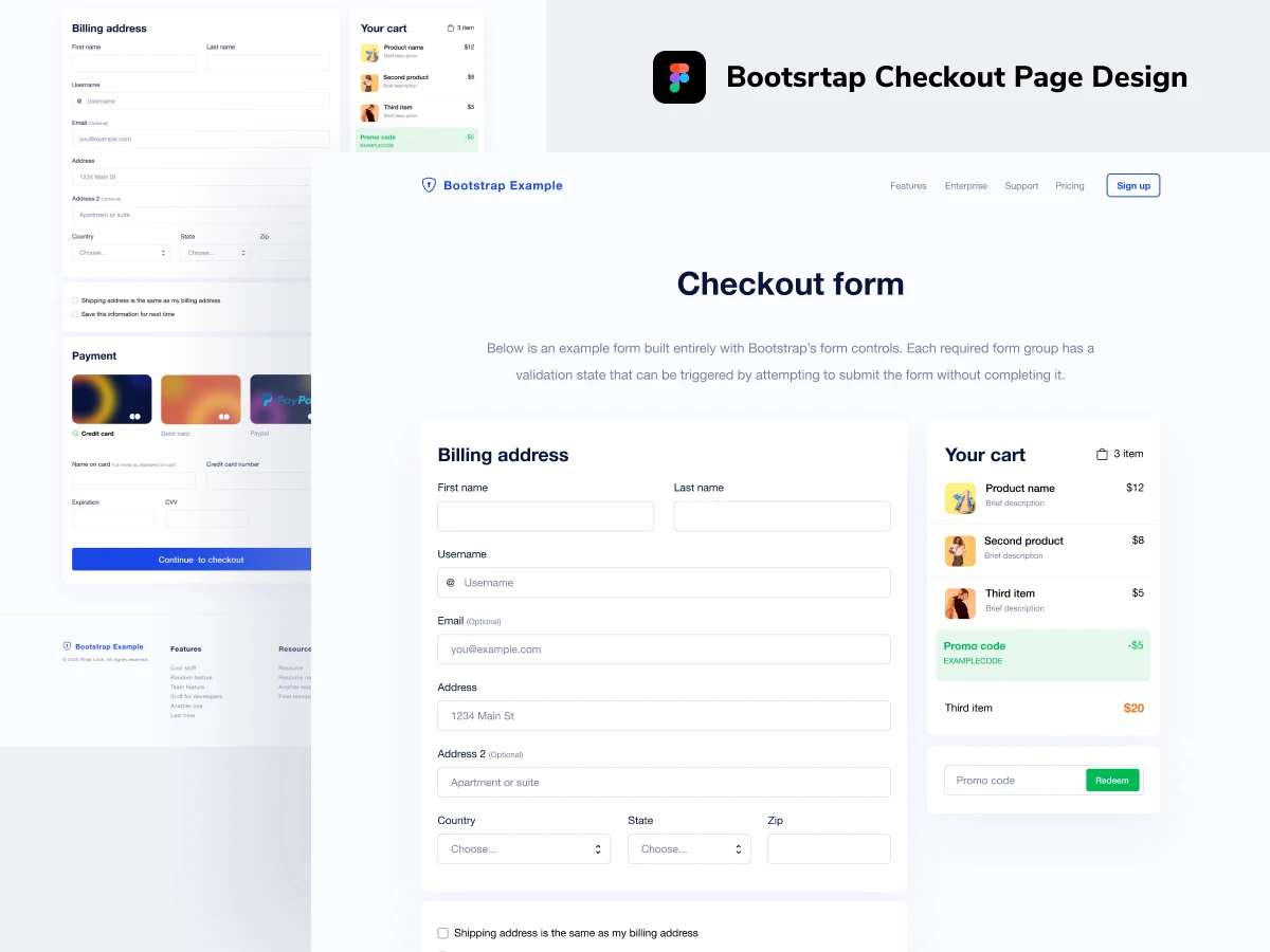 引导结帐页面设计 bootstrap checkout page design插图1