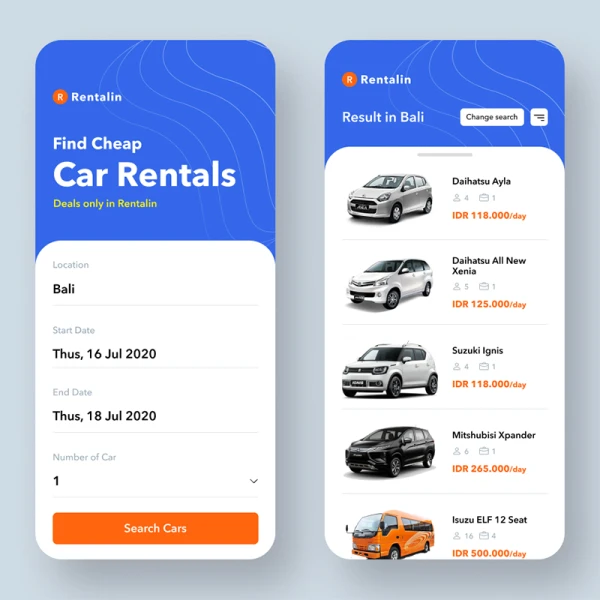 汽车租赁应用 car rental app