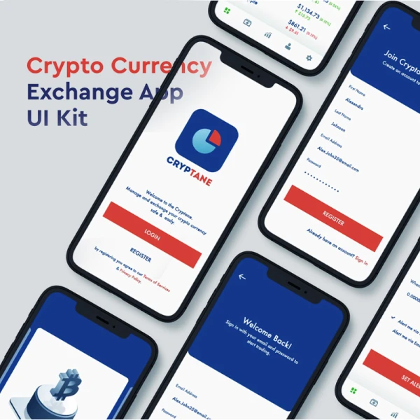 加密货币兑换交易平台应用ui套件 crypto currency exchange app ui kit