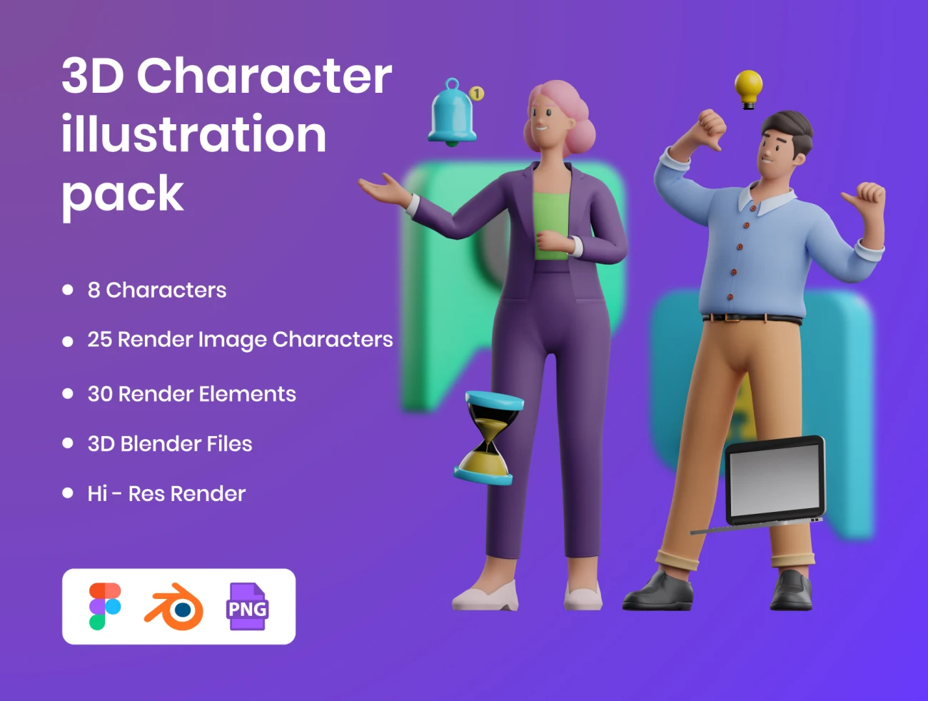30款商业3D人物角色插画包 – 2种像机角度 3D Business Illustration Character Pack插图15