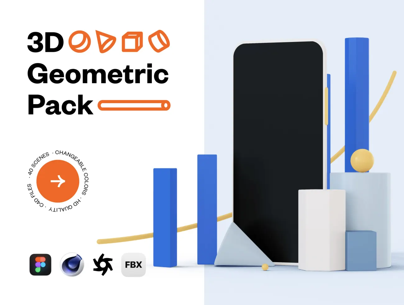 40个3D几何元素图形组合场景 3D Geometric Pack插图1